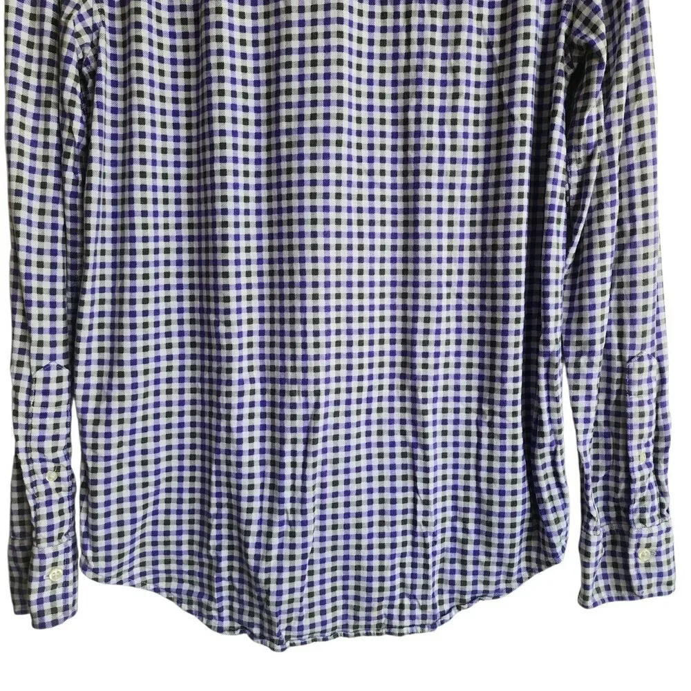 RALPH LAUREN Polo Gingham Check Shirt Pima Cotton Modal Med Made In Peru